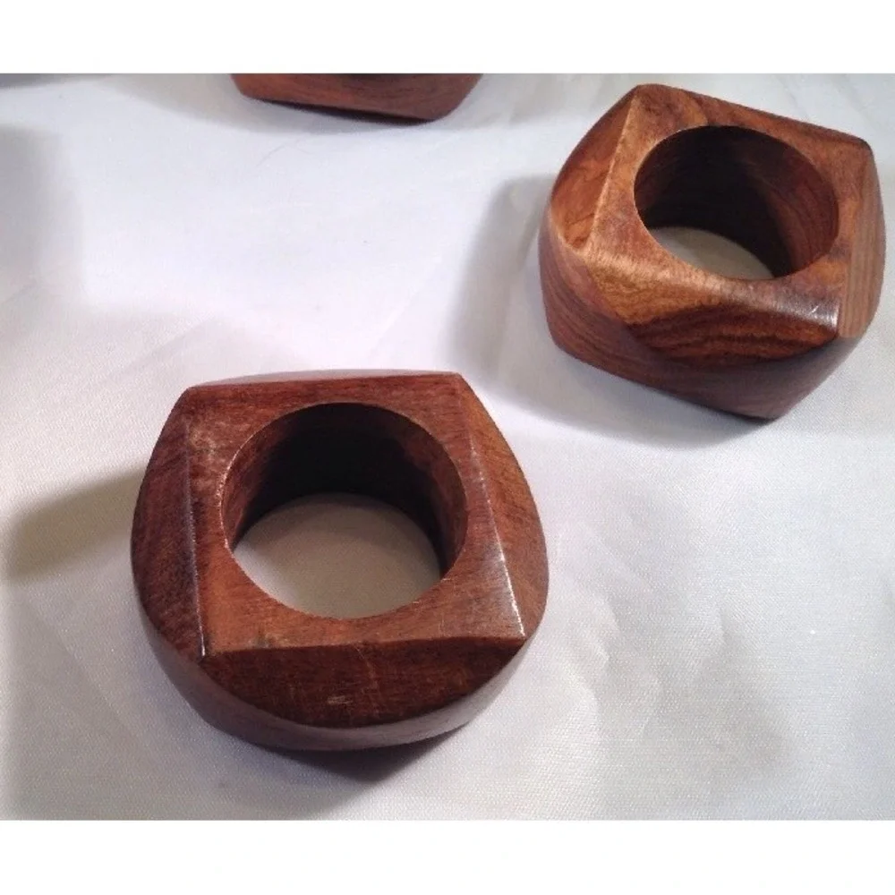 Shalinindia Handmade Wooden Napkin Rings Set of 6 Artisan Crafted India‎ Rustic